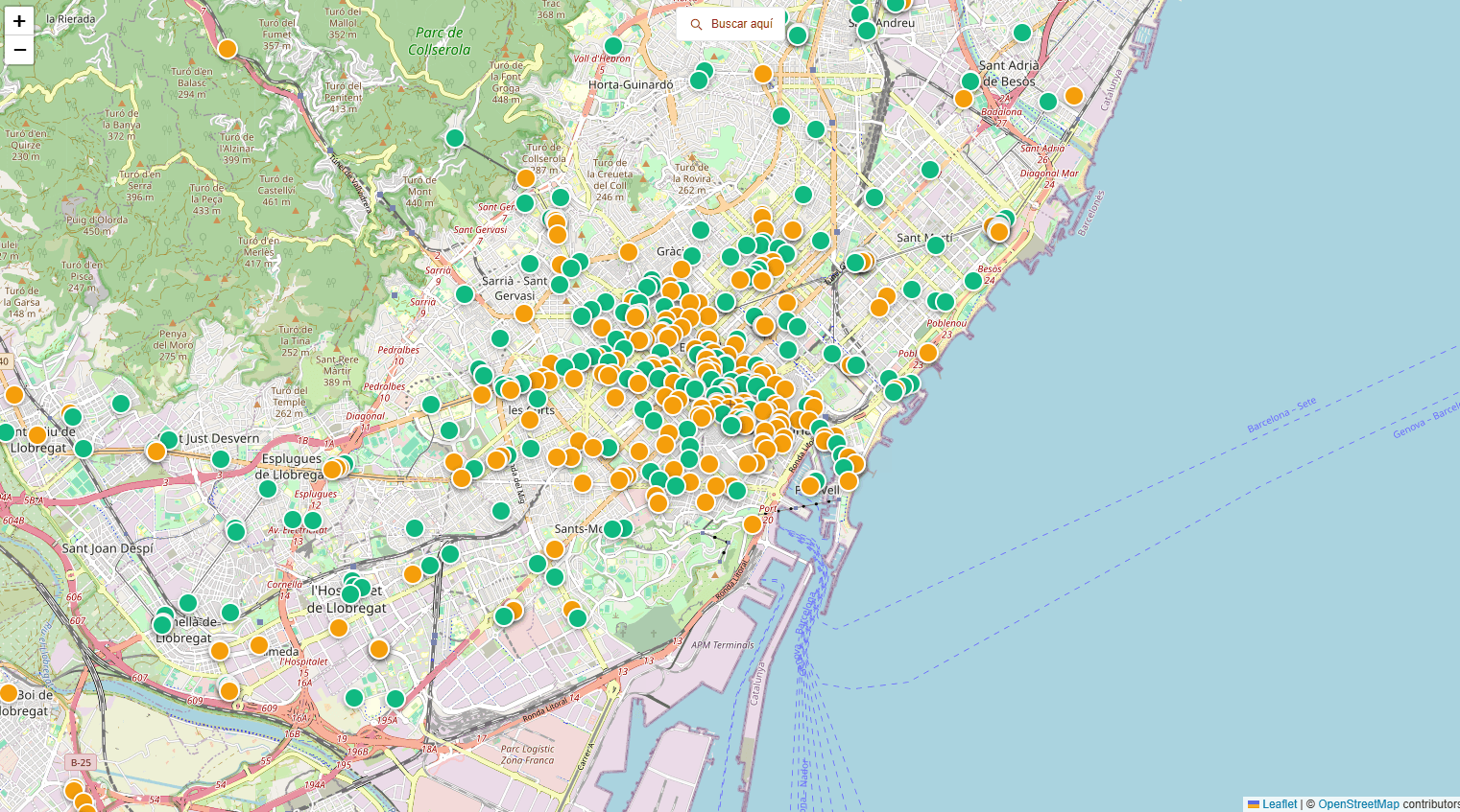 Vista previa del mapa de restaurantes sin gluten